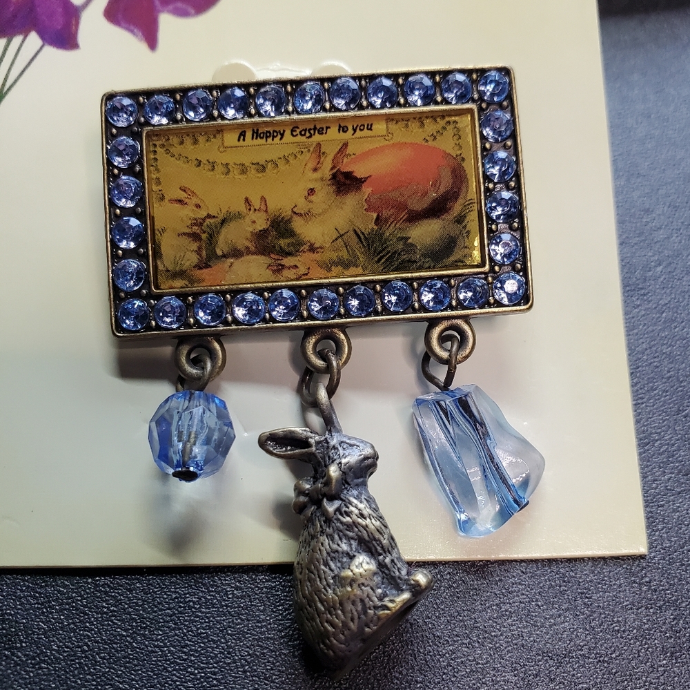 Easter Pin w/ Bunny & Bead Accents